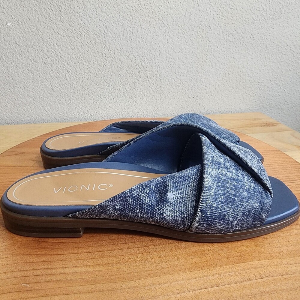 Vionic Sandals Womens Size 8 Blue Miramar Slide Cushioned Comfort Arch Support